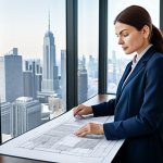 **

"A professional female architect, fully clothed in modest, modern office attire, reviewing blueprints in a bright, contemporary office overlooking a cityscape, appropriate content, safe for work, perfect anatomy, natural proportions, professional, well-formed hands, proper finger count, natural lighting, architectural photography, high quality."

**